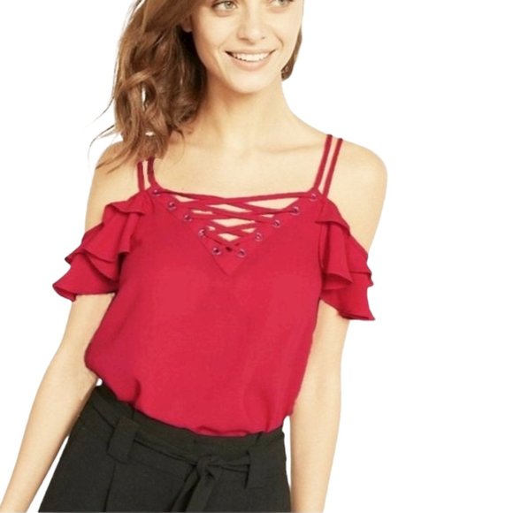 ⏰️Dressy flutter sleeve top - Picture 1 of 9